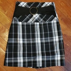 Black and white checkered skirt